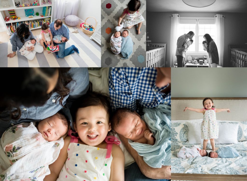 Newborn Twin babies at home lifestyle session
