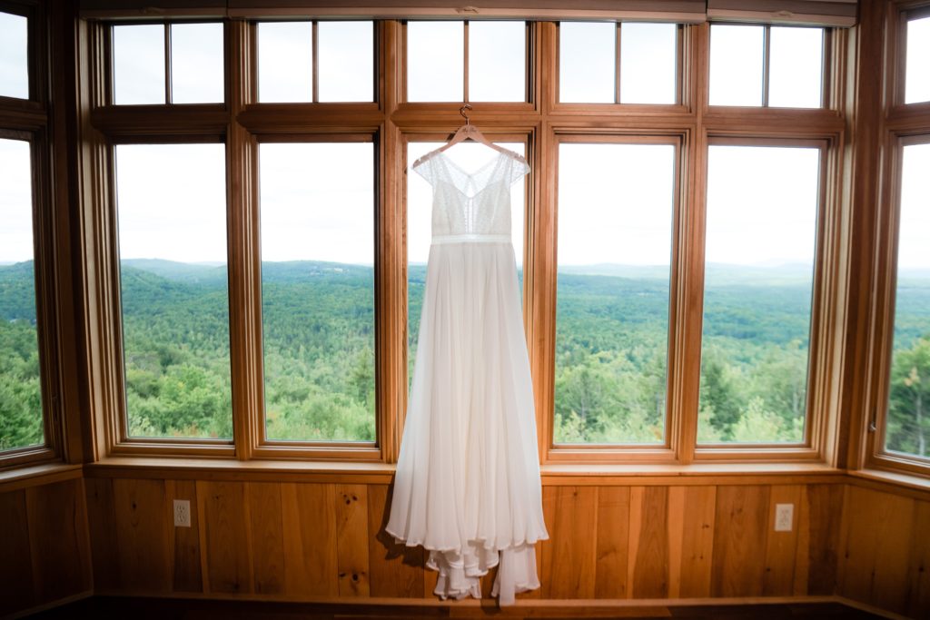 Her vintage-style wedding gown