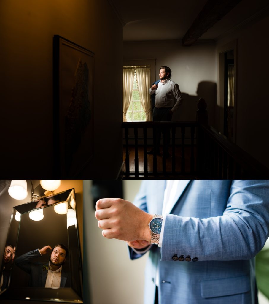 Groom prepping for his wedding day