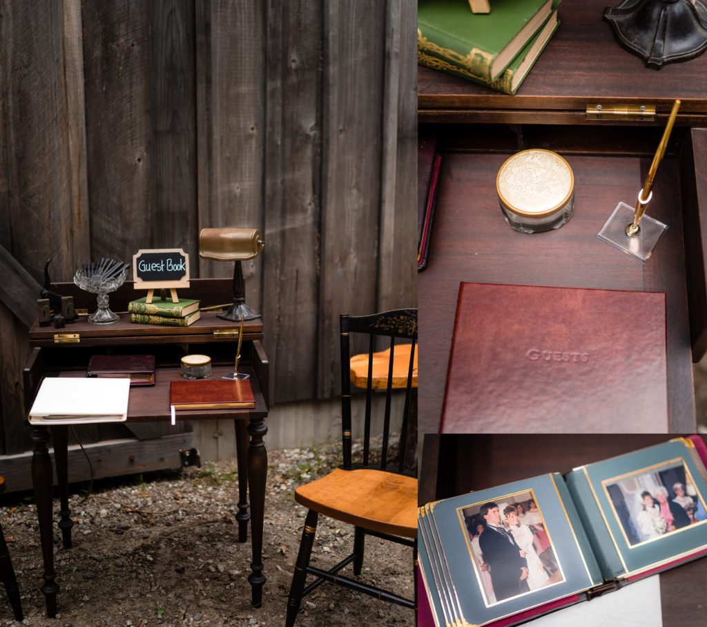 The sign-in table with keepsake mementos