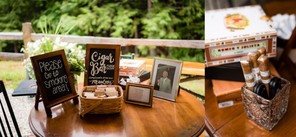 Cigar table with memorabilia