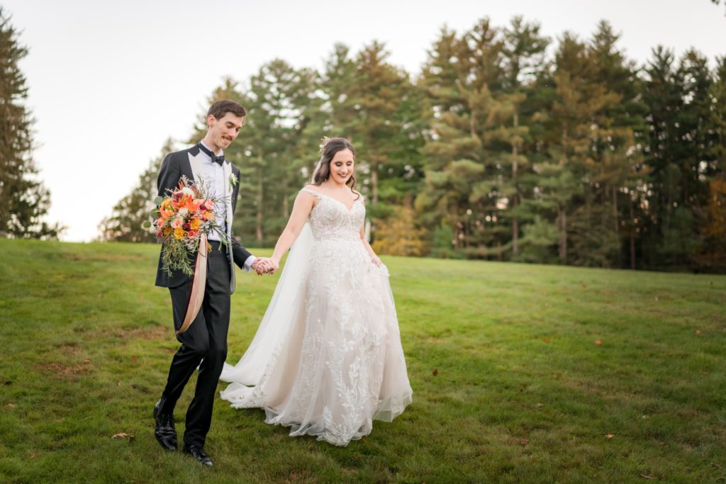 Couple photos after their fall wedding 