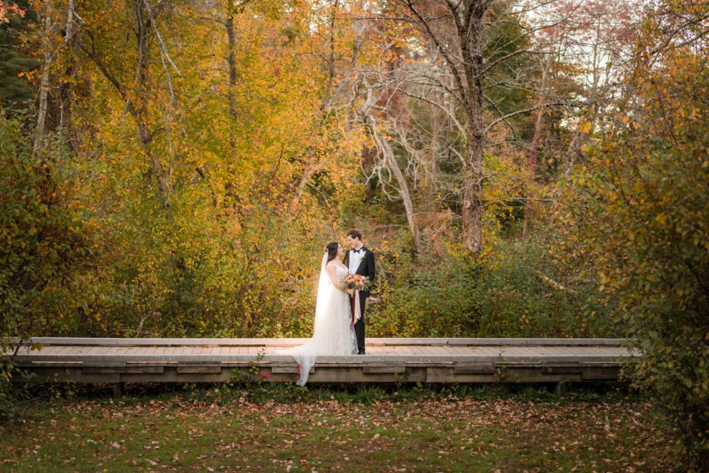 Couple photos after their fall wedding 