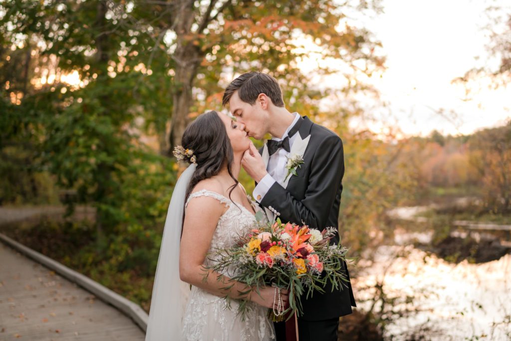 Couple photos after their fall wedding 