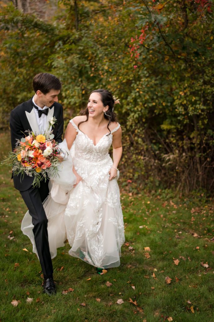 Couple photos after their fall wedding 