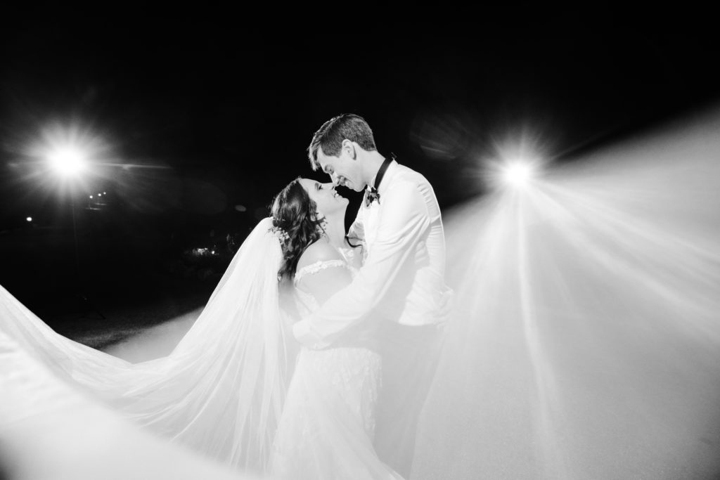 Night time groom and bride portraits