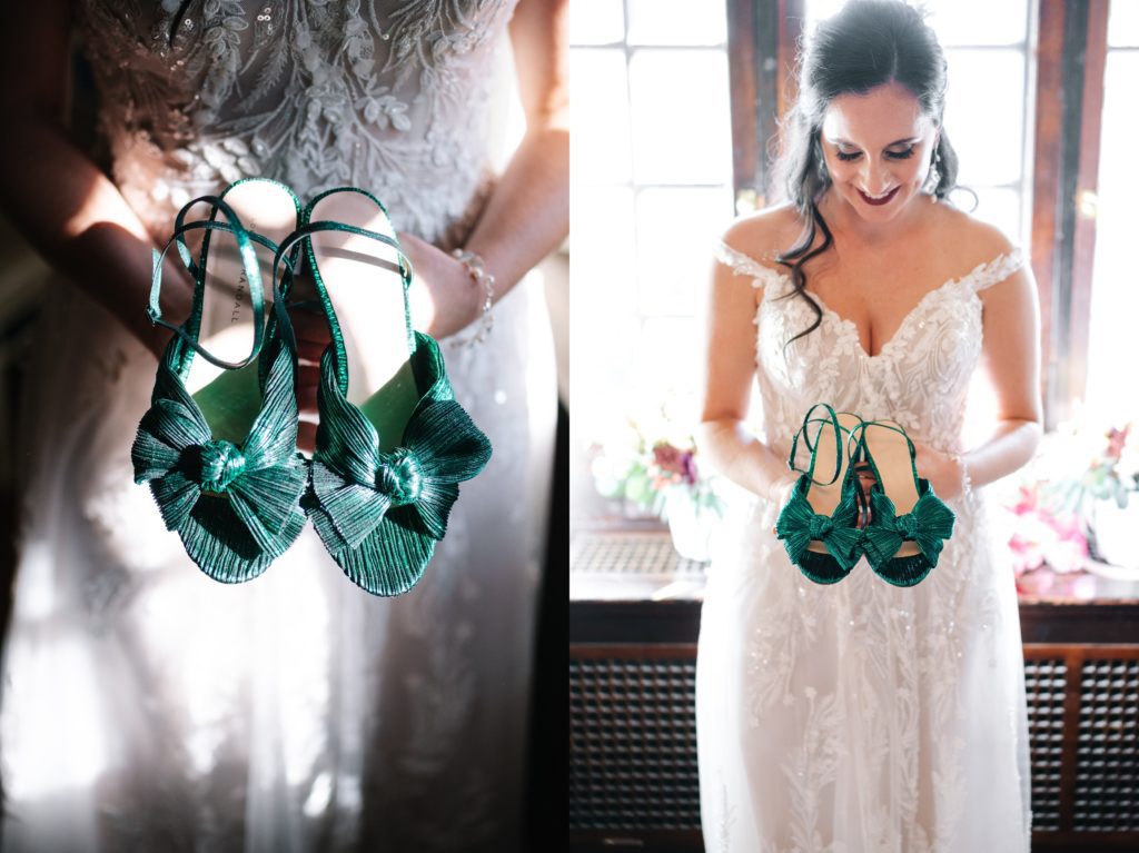 Bride and her wedding shoes