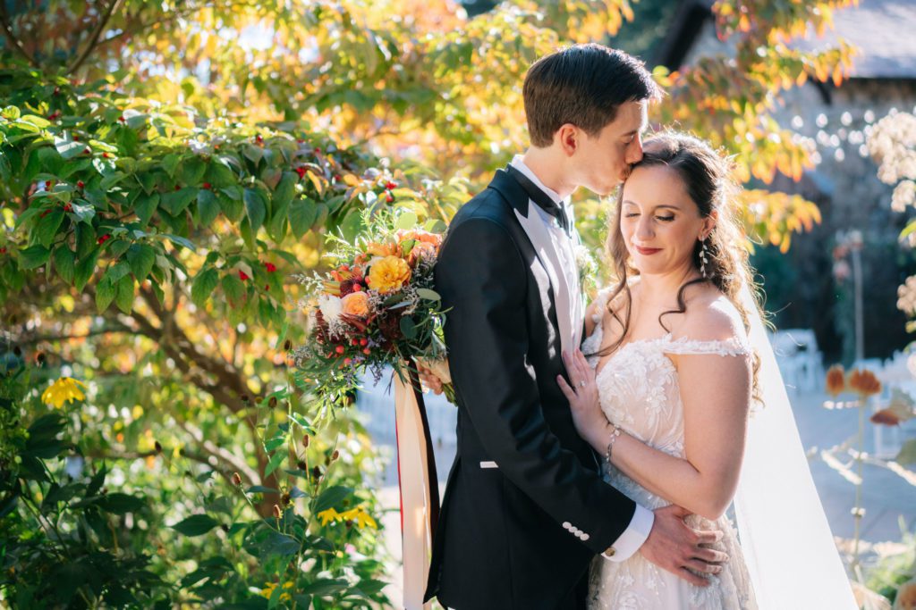 Classic portrait of bride and groom