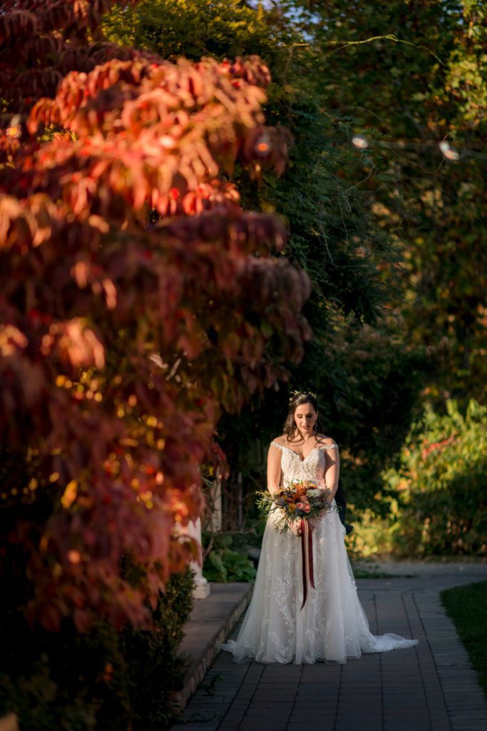 Bride on the aisle at Willowdale Estate