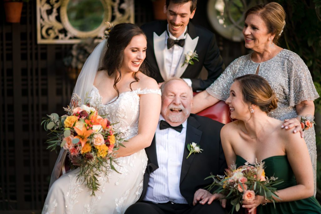 Family formal portraits after wedding ceremony at Willowdale Estate