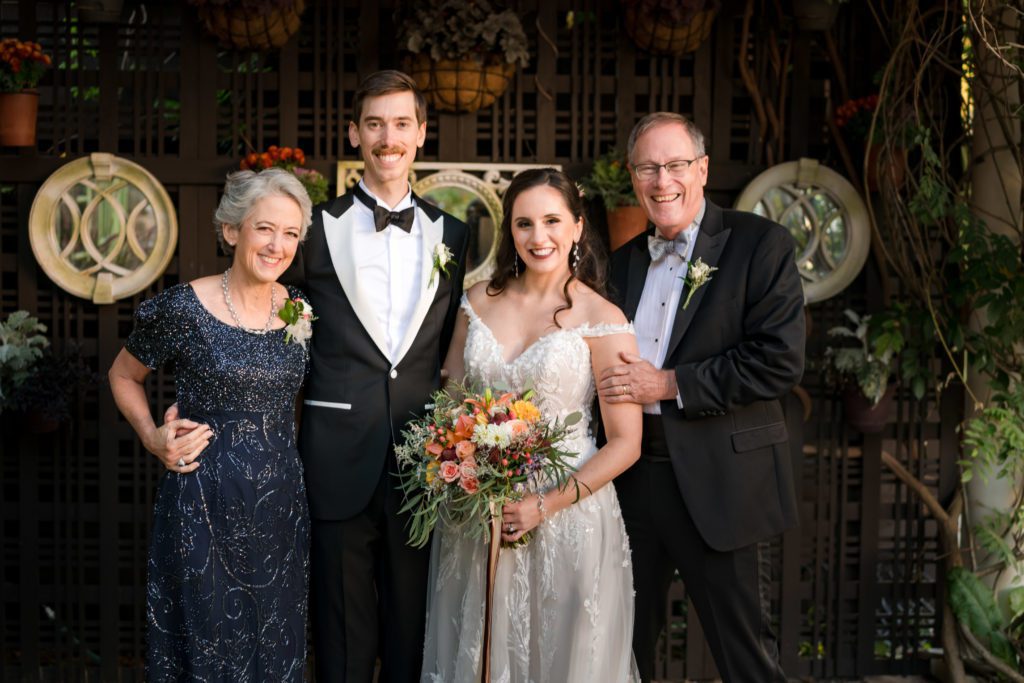 Family formal portraits after wedding ceremony at Willowdale Estate