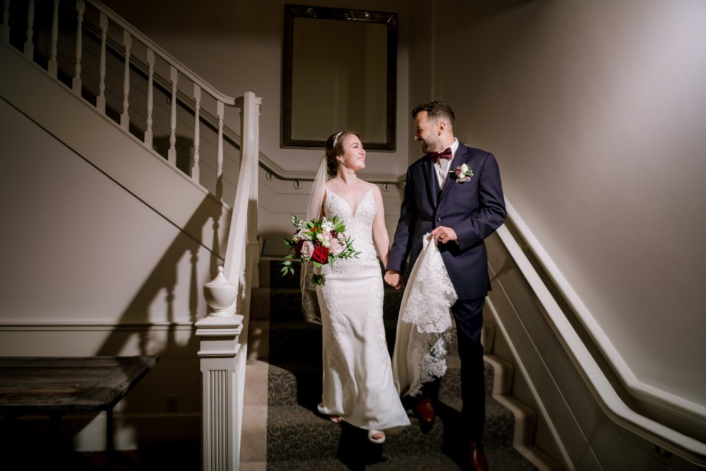 Couple walking down the staircase