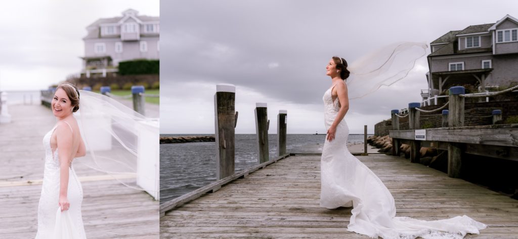 Outdoor bridal photos at Wychmere Beach Club Cape Cod