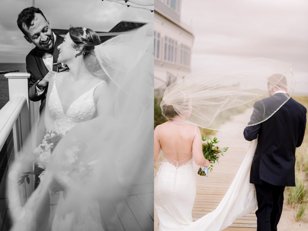 Couple portraits of bride and groom in cape cod