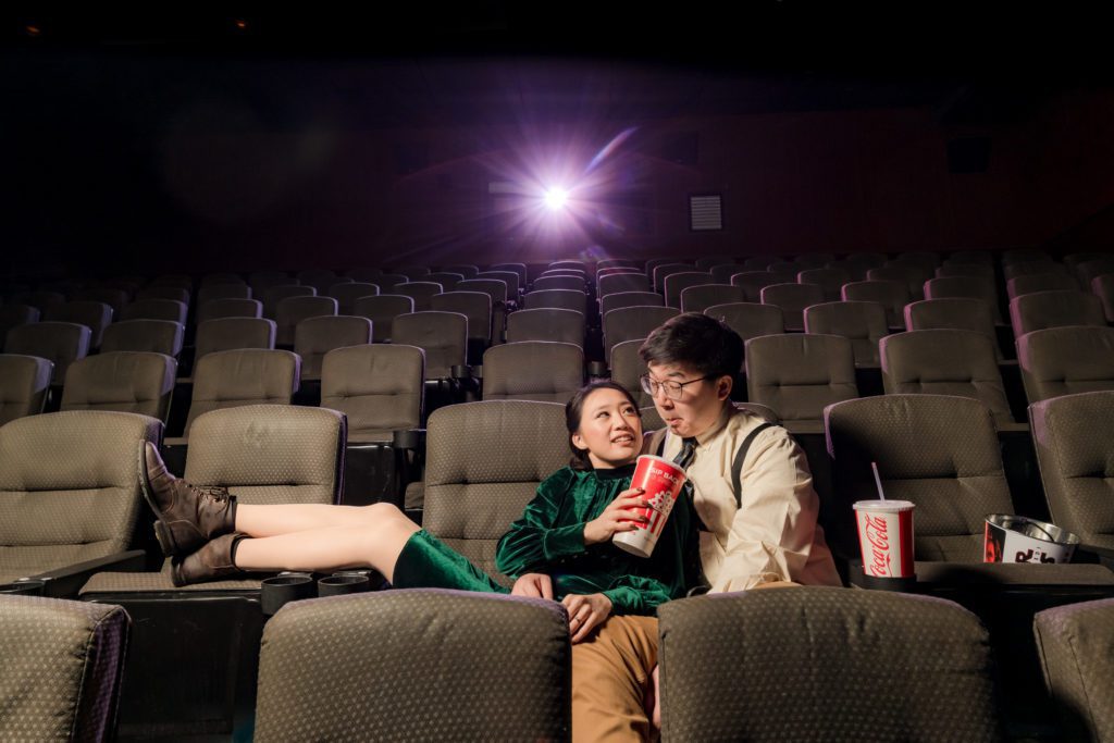 Boston Engagement Session in a theatre