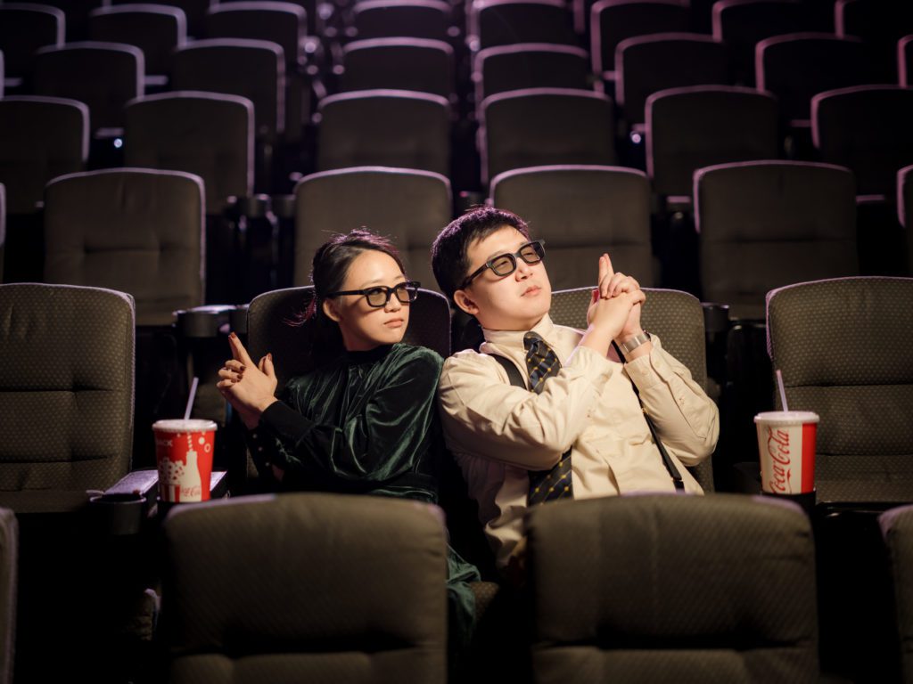 Boston Engagement Session in a theatre