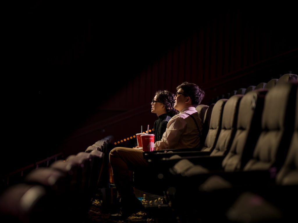 Boston Engagement Session in a theatre